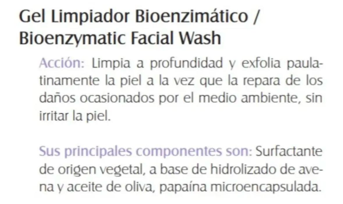 Gel limpiador bioenzimático para pieles 30-40