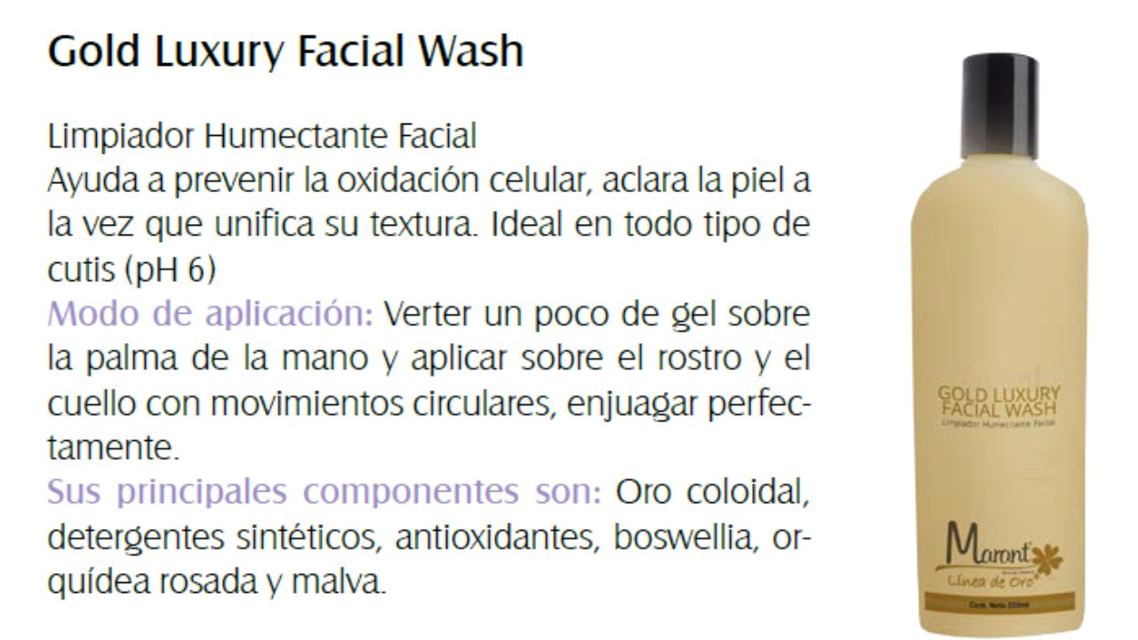 Limpiador facial de oro / Gold Luxury Facial Wash 220 ml
